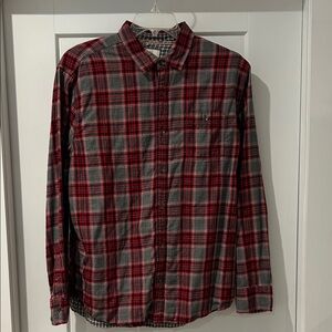 Men's Red and Gray Plaid Shirt